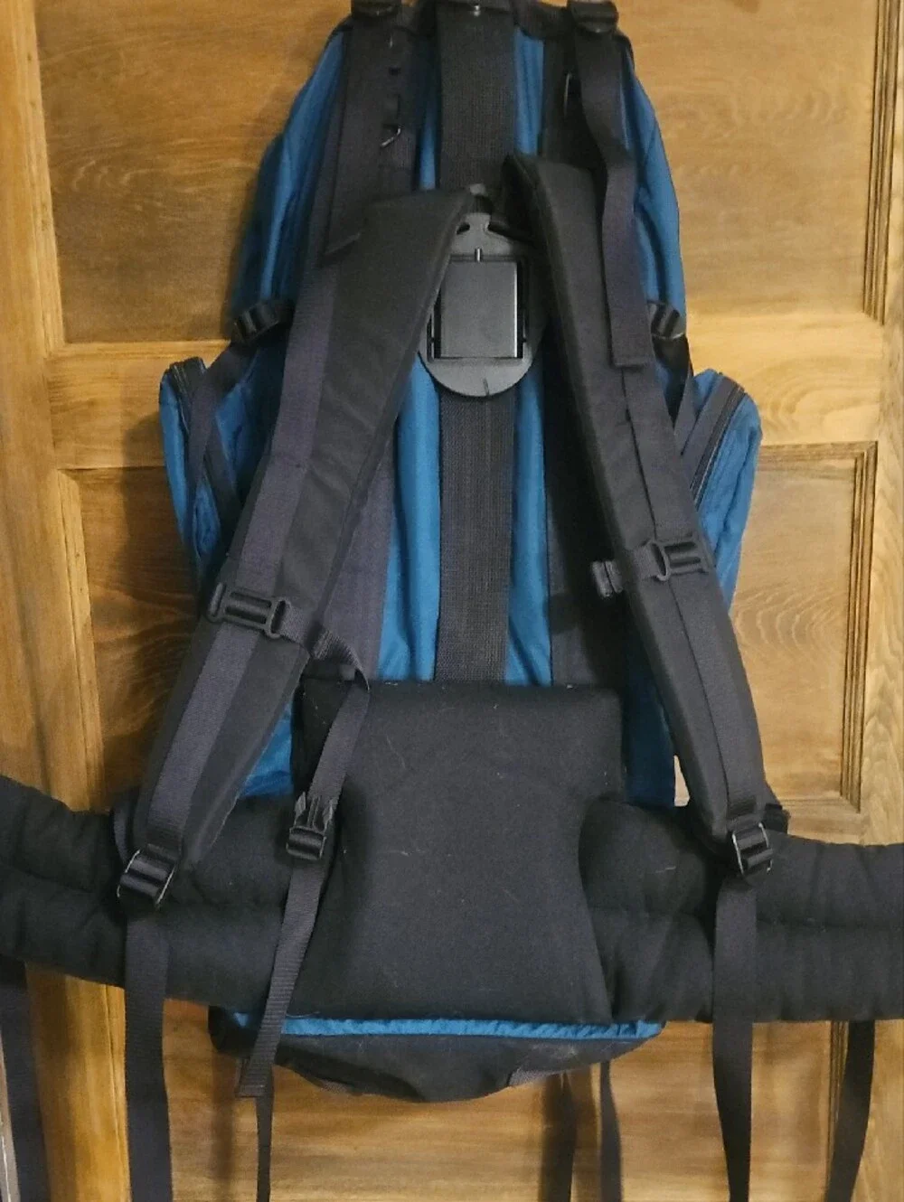 L.L. Bean Blue Men's Hiking Backpack with padded straps and waist